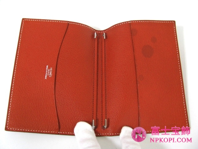 エルメス手帳カバーレッド（金具：シルバー）HERMES328037